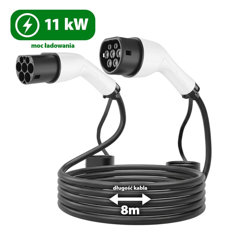 Kabel do ładowania samochodu elektrycznego ENERGENIE EV-T2MF-11KW-8M