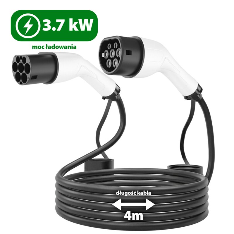 Kabel do ładowania samochodu elektrycznego ENERGENIE EV-T2MF-3.7KW-4M