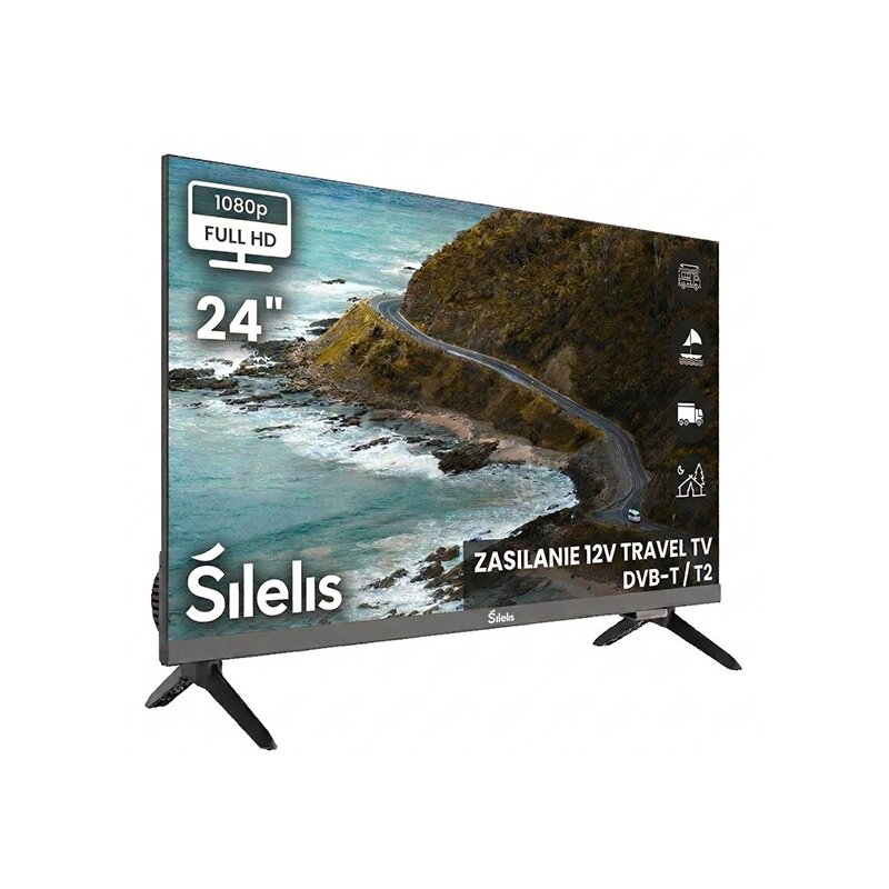 Telewizor SILELIS FHD TV-24 Slim 24" LED Bezramkowy Travel TV 12V 230V