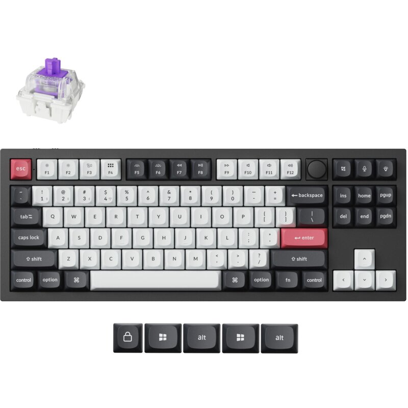 Klawiatura KEYCHRON Q3 HE QMK Wireless Czarno-biało-czerwony