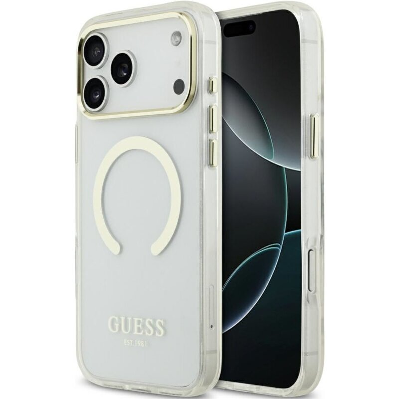 Etui GUESS Metal Outline MagSafe do Apple iPhone 17 Pro Max Złoty
