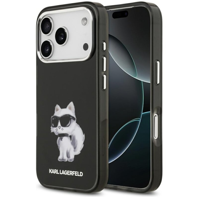 Etui KARL LAGERFELD IML Aquarelle Choupette & Logo MagSafe do iPhone 17 Pro Czarny