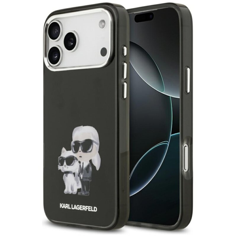 Karl Lagerfeld IML Aquarelle Karl & Choupette & Logo MagSafe do iPhone 17 Pro Czarny
