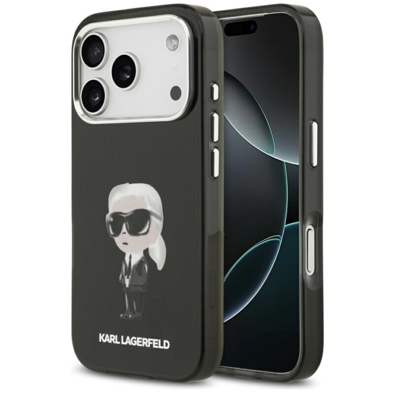 Etui KARL LAGERFELD IML Aquarelle Karl & Logo MagSafe do Apple iPhone 17 Pro Max Czarny