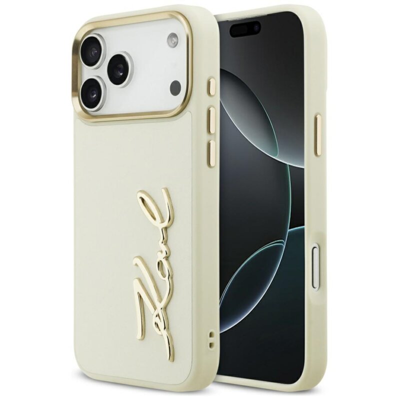 Etui KARL LAGERFELD Karl Script Logo do Apple iPhone 17 Pro Max Beżowy