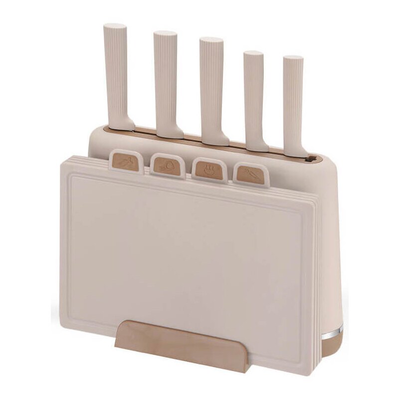 Zestaw noży + desek na podstawce MR-1412-BEIGE MAESTRO