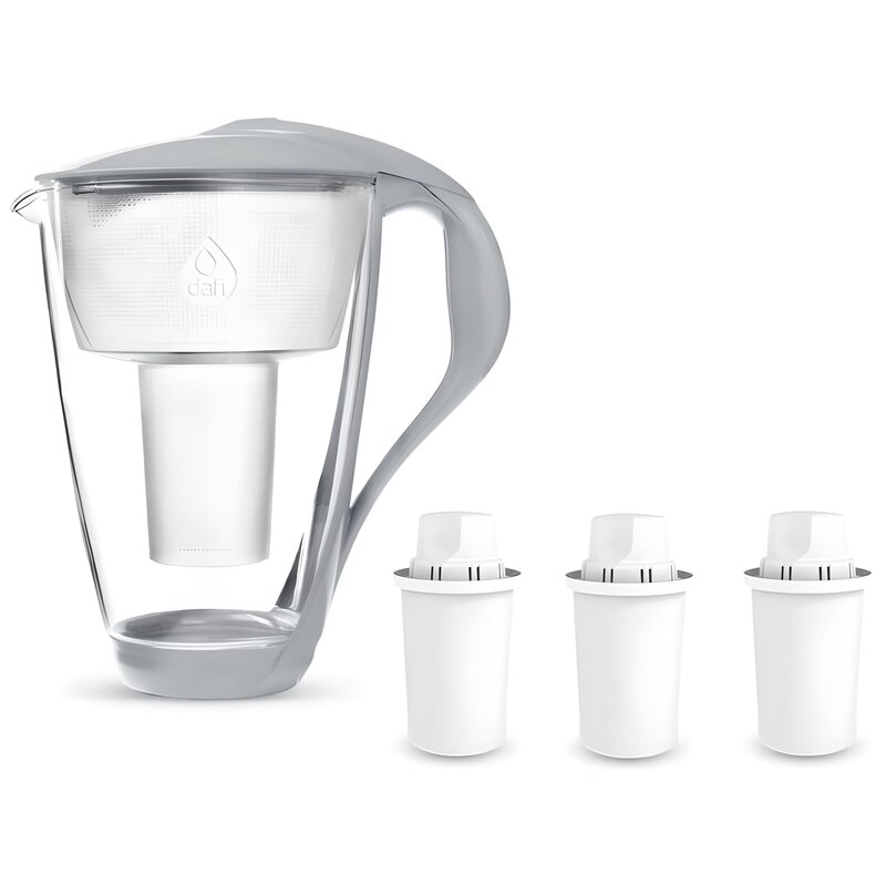 Dzbanek filtrujący DAFI Crystal LED Stalowy + 3 wkłady Classic