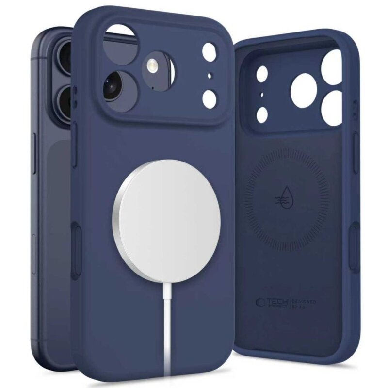 Etui TECH-PROTECT Silicone MagSafe do Apple iPhone 17 Pro Max Granatowy