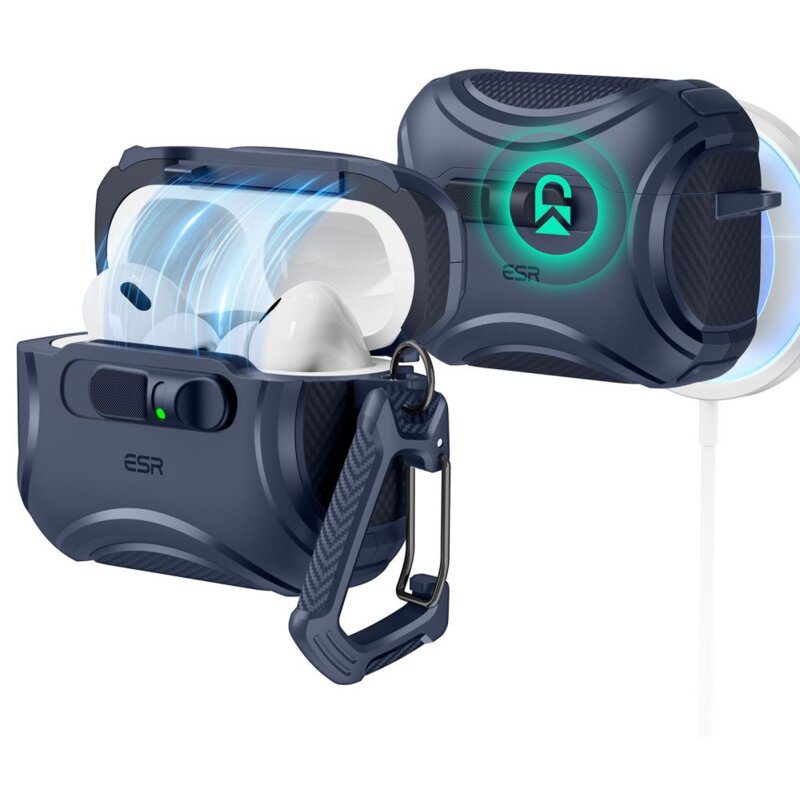 Etui ESR Cyber FlickLock HaloLock MagSafe do Apple AirPods Pro 3 Granatowy