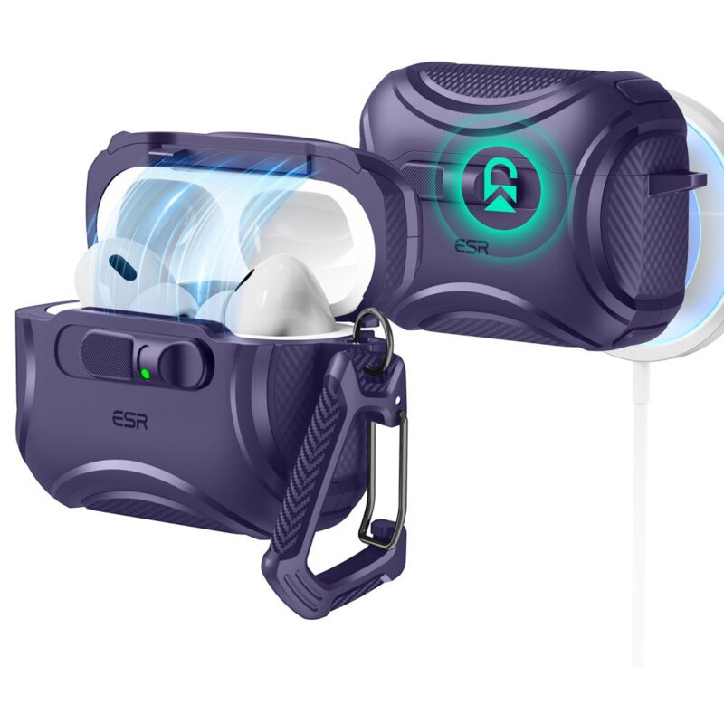 Etui ESR Cyber FlickLock HaloLock MagSafe do Apple AirPods Pro 3 Fioletowy
