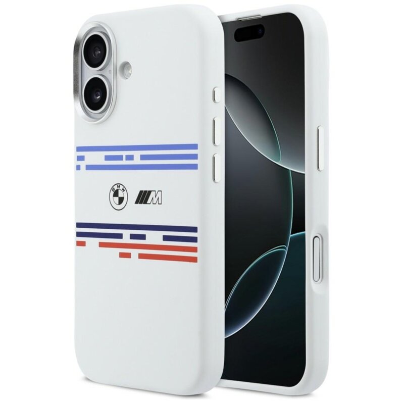 Etui BMW M Silicon Horizontal Line MagSafe do Apple iPhone 17 Biały