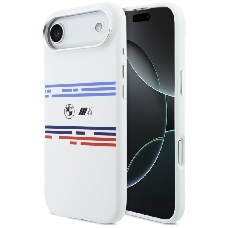 Etui BMW M Silicon Horizontal Line MagSafe do Apple iPhone Air Biały