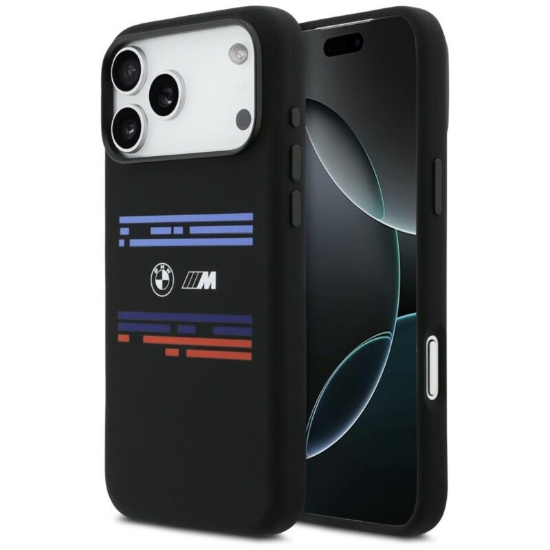 Etui BMW M Silicon Horizontal Line MagSafe do Apple iPhone 17 Pro Max Czarny