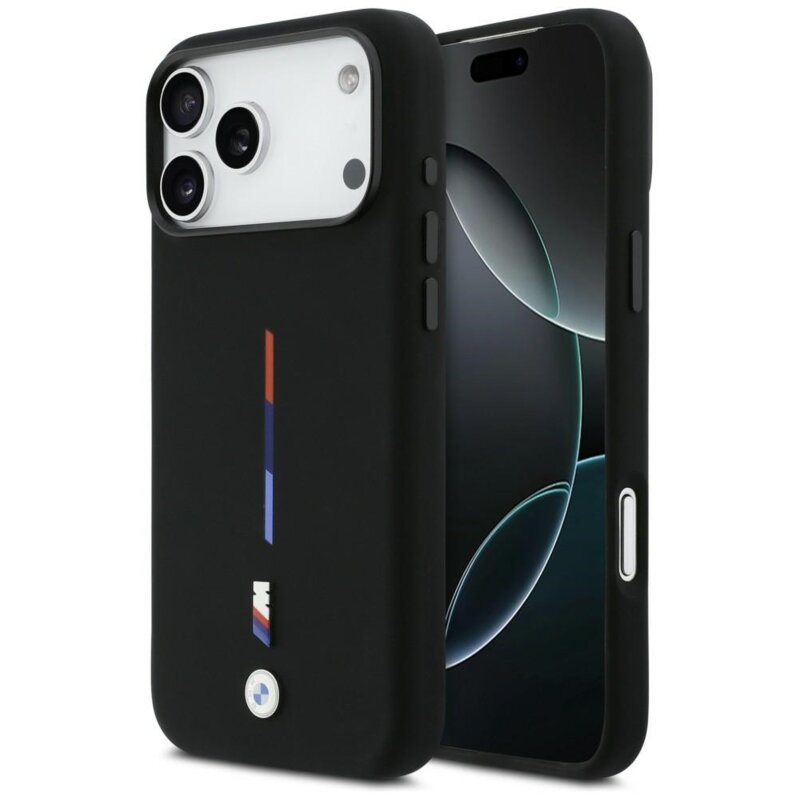 Etui BMW M Silicon Tricolor Line MagSafe do Apple iPhone 17 Pro Max Czarny