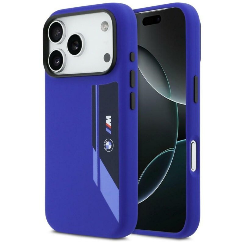 Etui BMW M Silicon Vertical Logo MagSafe do Apple iPhone 17 Pro Granatowy
