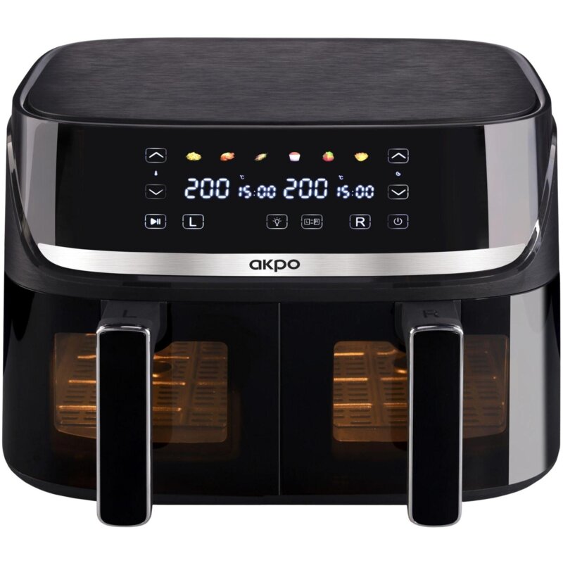 Air Fryer Frytkownica beztłuszczowa AKPO ABF 900CY 9l z podwójnym koszem i okienkem do obserwacji postępów gotowania