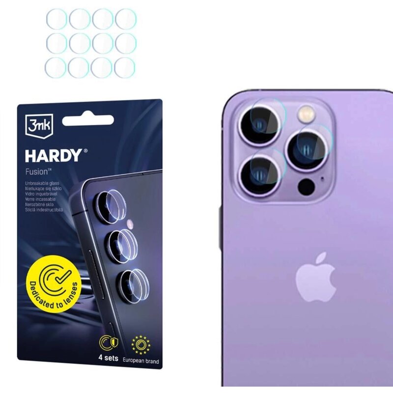 Szkło hybrydowe na obiektyw 3MK Hardy Fusion Lens Protection do Apple iPhone 14 Pro/14 Pro Max