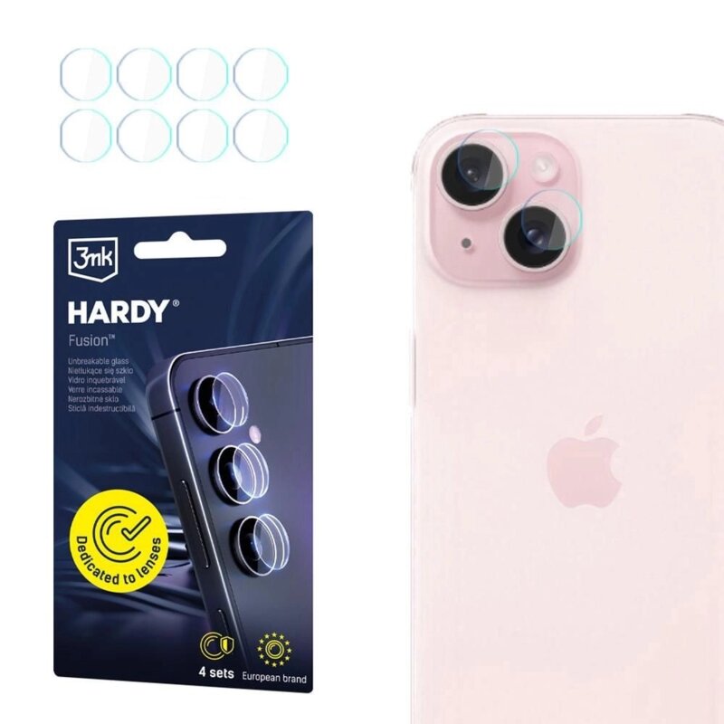 Szkło hybrydowe na obiektyw 3MK Hardy Fusion Lens Protection do Apple iPhone 15 Plus