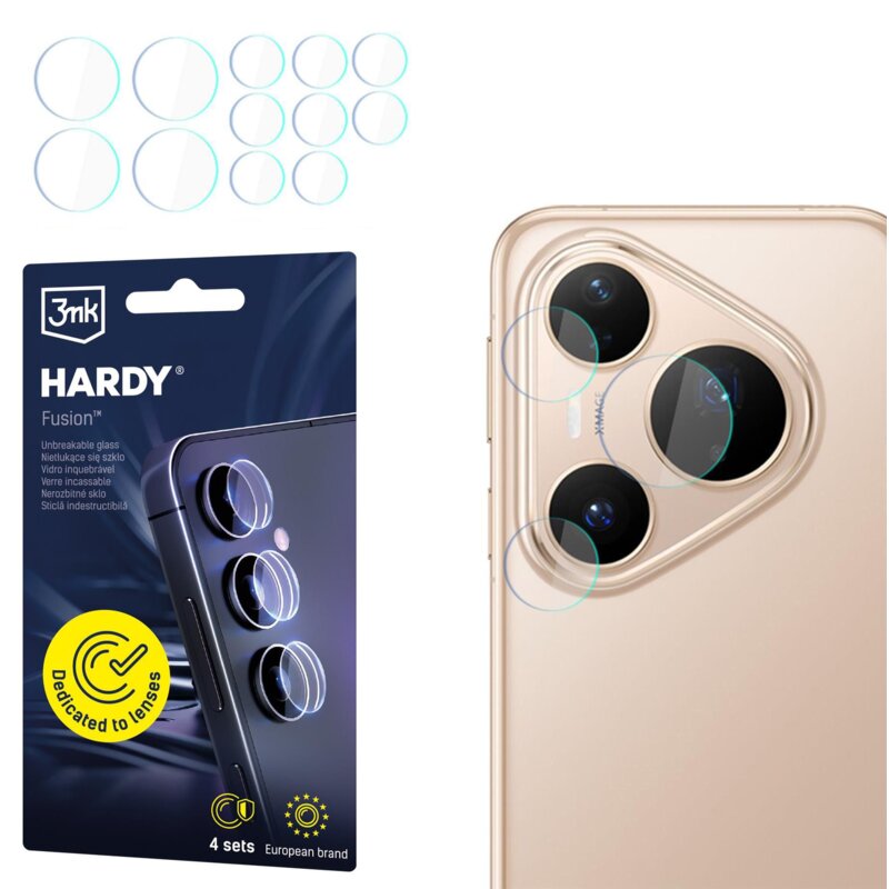 Szkło hybrydowe na obiektyw 3MK Hardy Fusion Lens Protection do Huawei Pura 80 Pro (4 szt.)