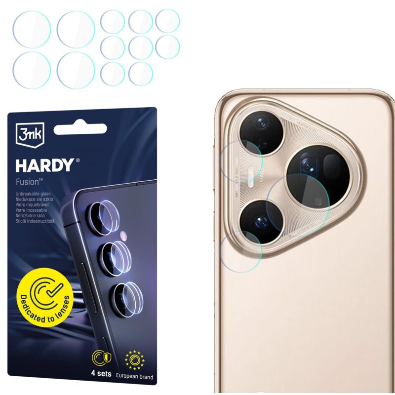 Szkło hybrydowe na obiektyw 3MK Hardy Fusion Lens Protection do Huawei Pura 80 Ultra (4 szt.)