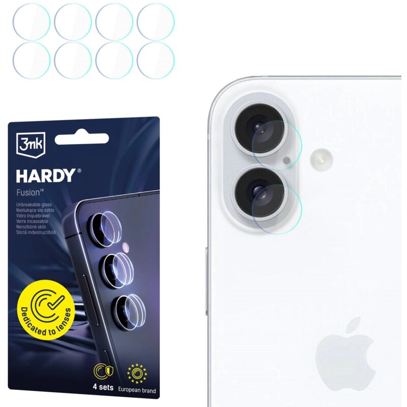 Szkło hybrydowe na obiektyw 3MK Hardy Fusion Lens Protection do Apple iPhone 16