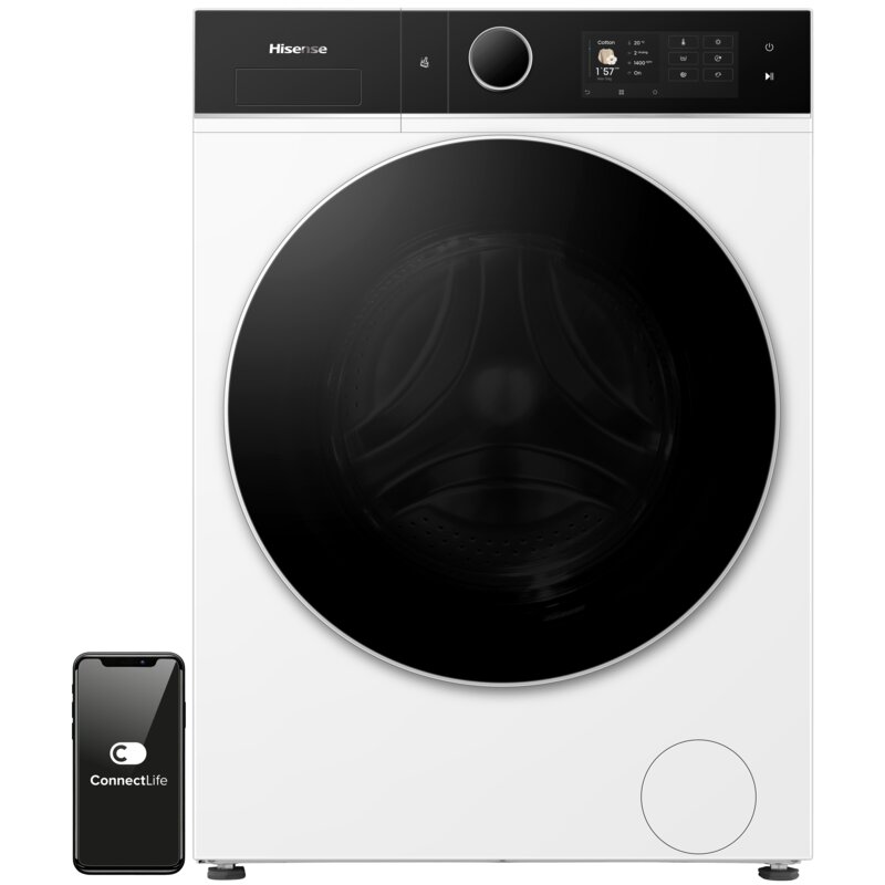 Pralko-suszarka HISENSE Seria 5i WD5I1245BWRH pompa ciepła, 12/8kg, iFit, AutoDosing, Gentle Dry 40˚C, Wash&Dry 49’, AI