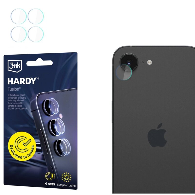 Szkło hybrydowe na obiektyw 3MK Hardy Fusion Lens Protection do Apple iPhone 16E (4 szt.)