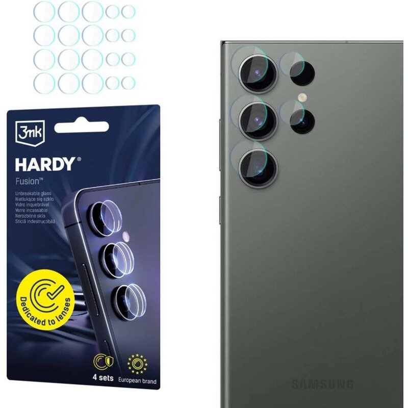 Szkło hybrydowe na obiektyw 3MK Hardy Fusion Lens Protection do Samsung Galaxy S23 Ultra (4 szt.)