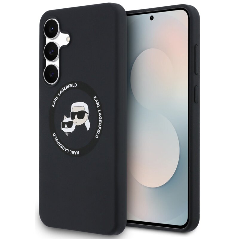 Etui KARL LAGERFELD Silicone Karl&Choupette Heads MagSafe do Samsung Galaxy S25 FE Czarny