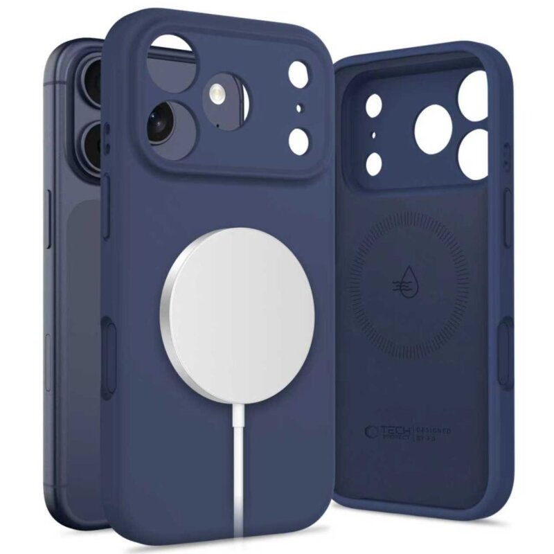 Etui TECH-PROTECT Silicone MagSafe do Apple iPhone 17 Pro Granatowy