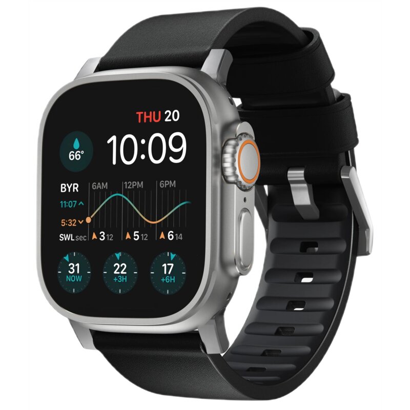 Pasek NOMAD Active Band Pro do Apple Watch do koperty 42/44/45/46/49mm Czarno-srebrny