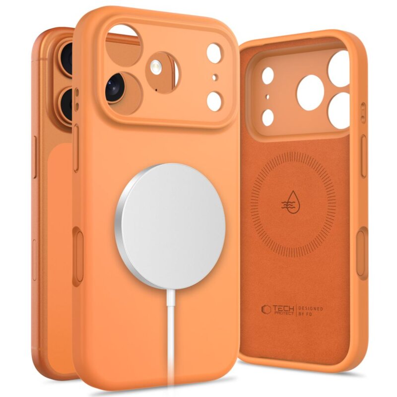 Etui TECH-PROTECT Silicone MagSafe do Apple iPhone 17 Pro Pomarańczowy