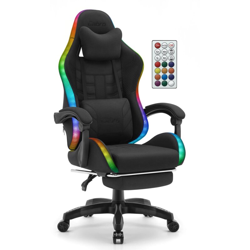 Fotel gamingowy CABRO C501 LED Czarny