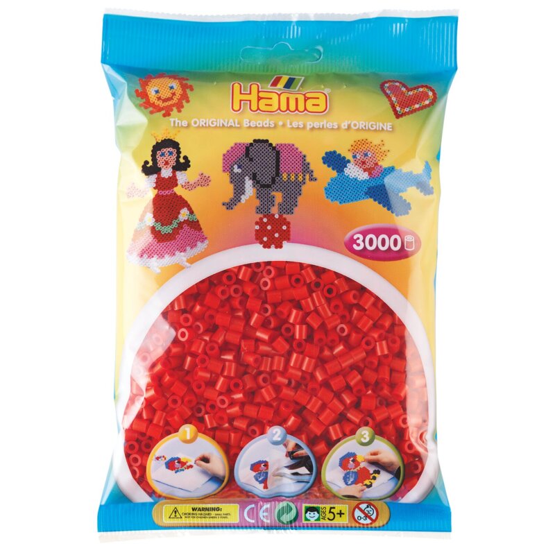 Zestaw kreatywny HAMA 3000 koralików w torebce 015-201-05 Czerwony