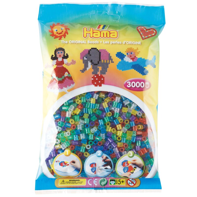 Zestaw kreatywny HAMA 3000 koralików w torebce 015-201-54 Mix brokat