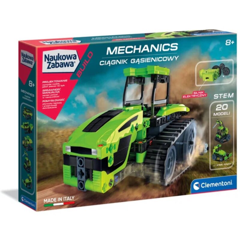 Klocki plastikowe CLEMENTONI Naukowa zabawa Mechanics Ciągnik gąsienicowy 50689