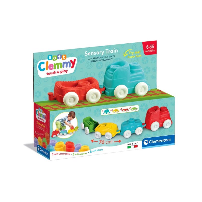 Klocki sensoryczne CLEMENTONI Soft Clemmy Pociąg 17961