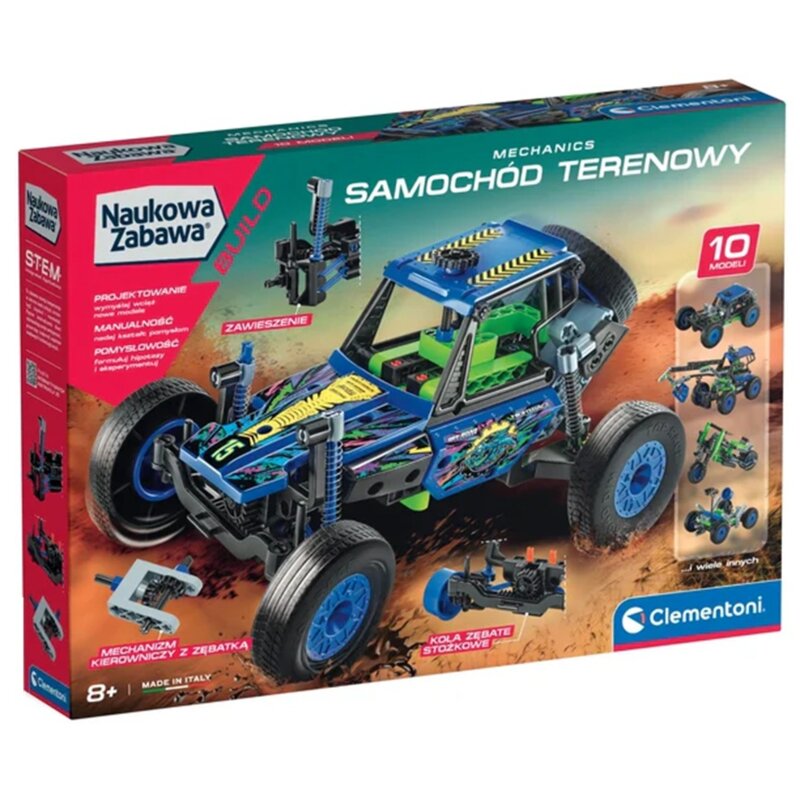 Klocki plastikowe CLEMENTONI Naukowa zabawa Mechanics Samochód terenowy 50918