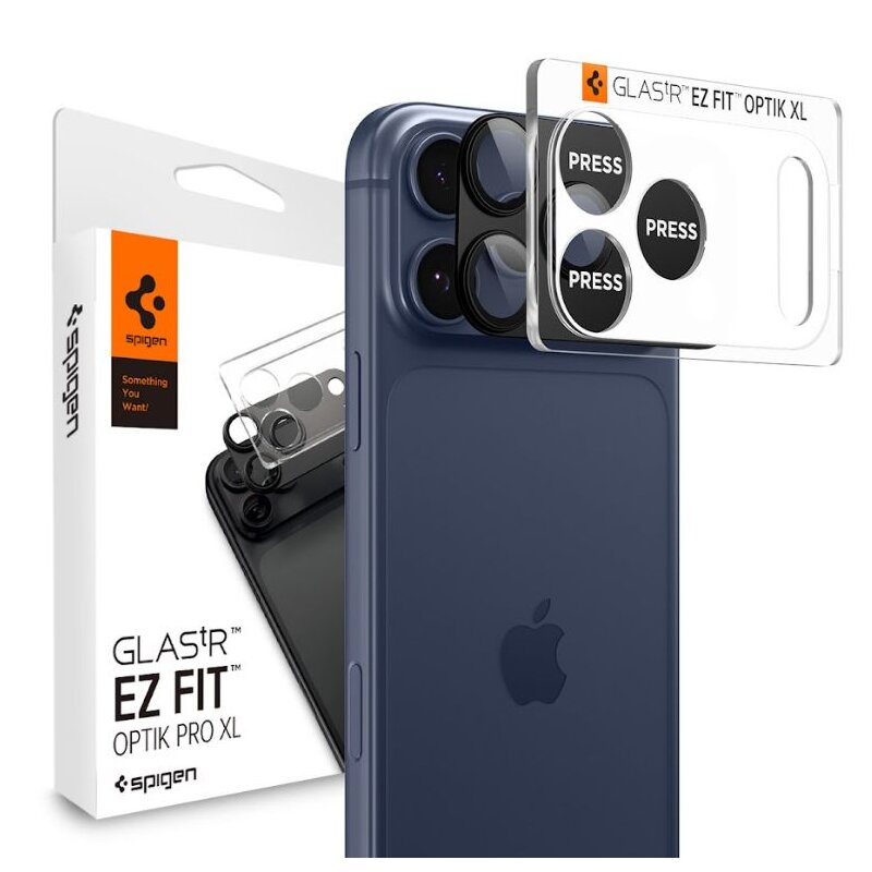 Spigen ochrona na obiektyw aparatu Glas.Tr Camera EZ FIT Optik Pro XL do iPhone 17 Pro Czarny