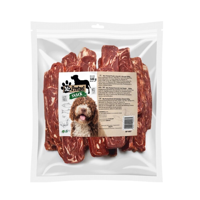 Przysmak dla psa MR. PRETZEL Paski z kaczki i dorsza 500 g