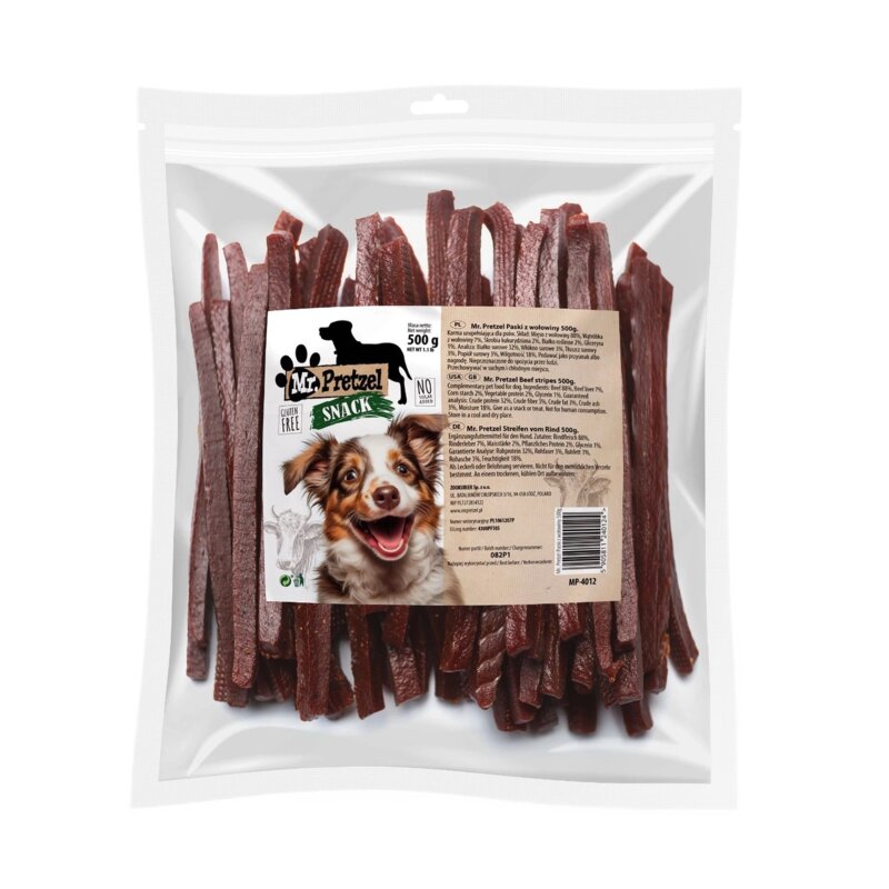 Przysmak dla psa MR. PRETZEL Paski z wołowiny 500 g