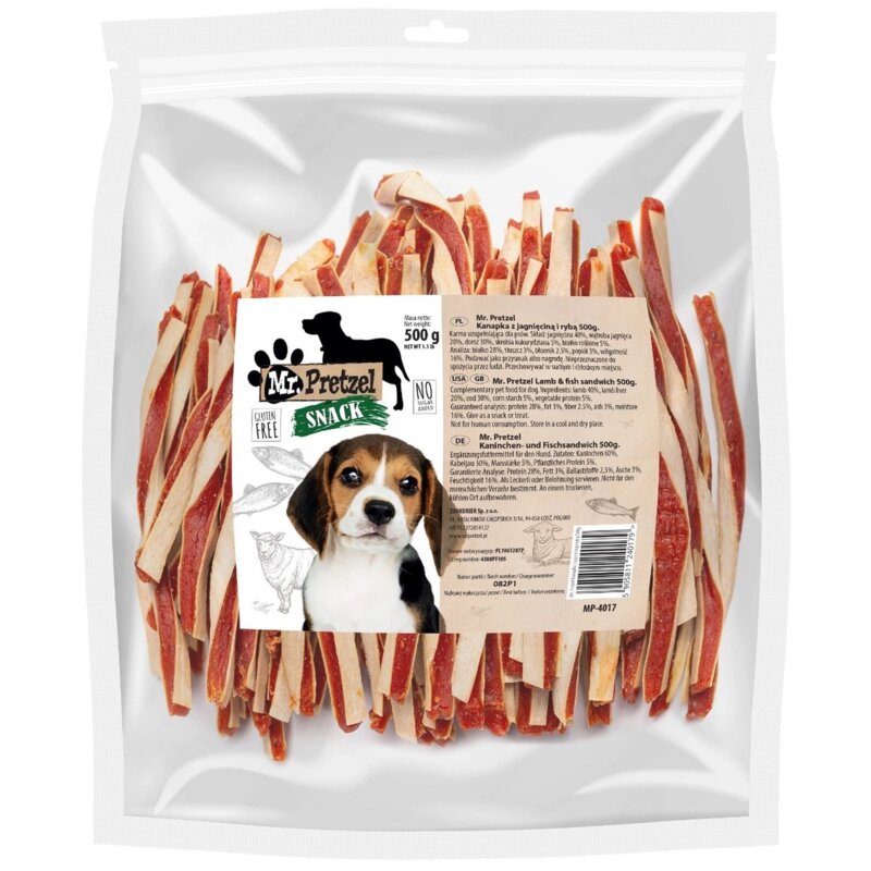 Przysmak dla psa MR. PRETZEL Kanapki z jagnięciną i rybą 500 g