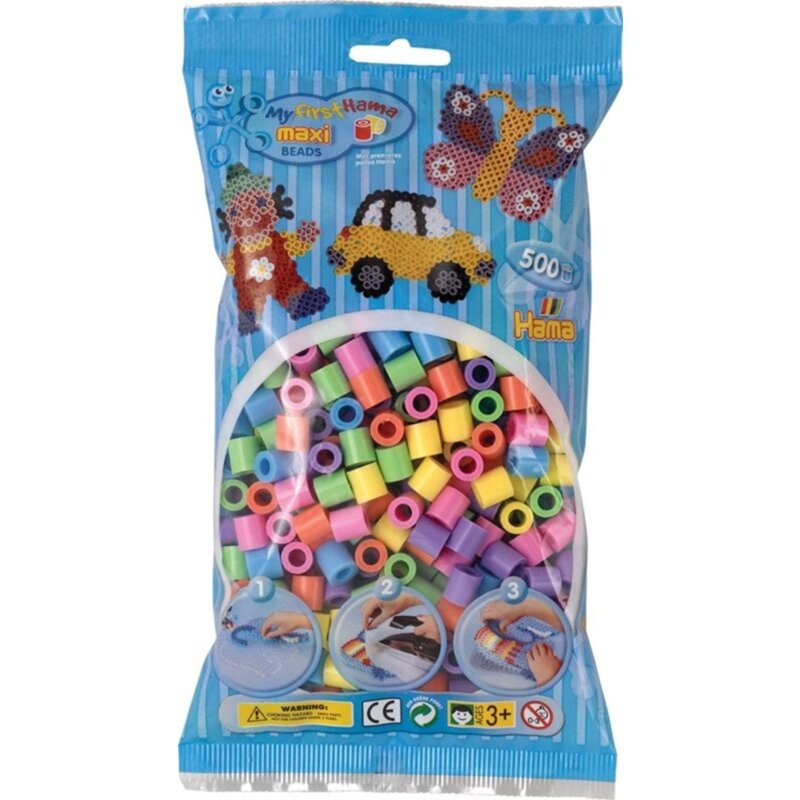 Zestaw kreatywny HAMA Maxi 500 koralików w torebce 015-8471 Kolorowe