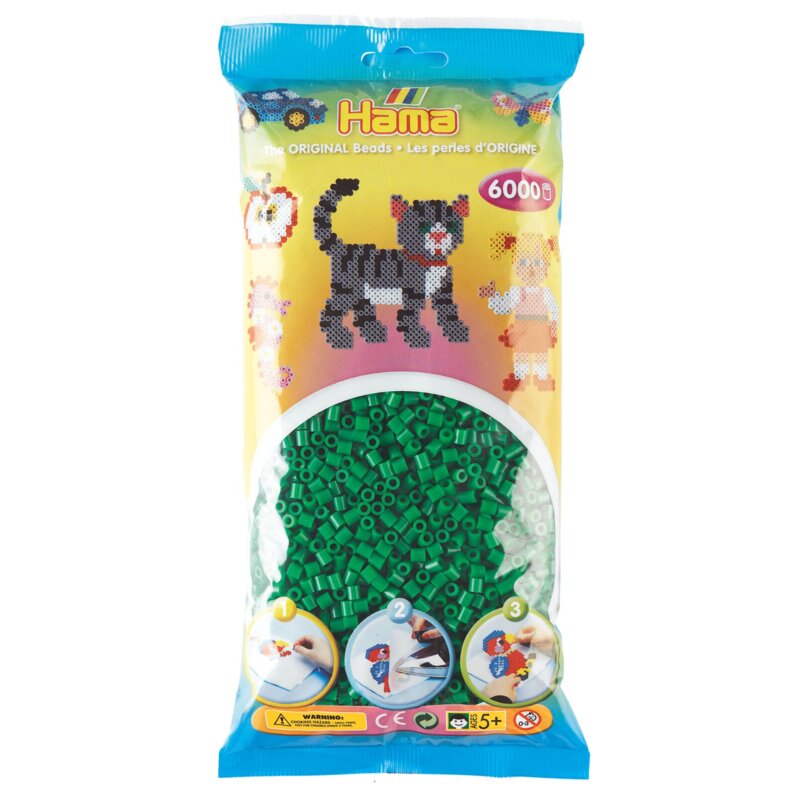 Zestaw kreatywny HAMA 6000 koralików w torebce 015-205-10 Zielony