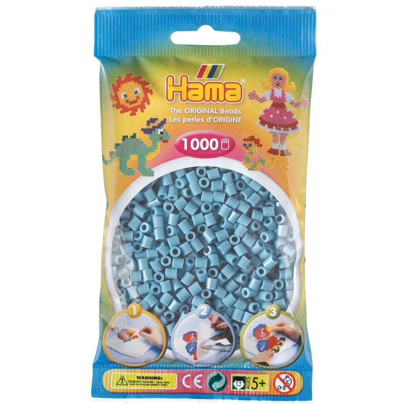 Zestaw kreatywny HAMA 1000 koralików w torebce 015-207-31 Pastelowy niebieski