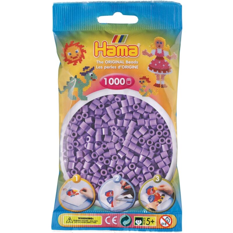 Zestaw kreatywny HAMA 1000 koralików w torebce 015-207-45 Jasnofioletowy