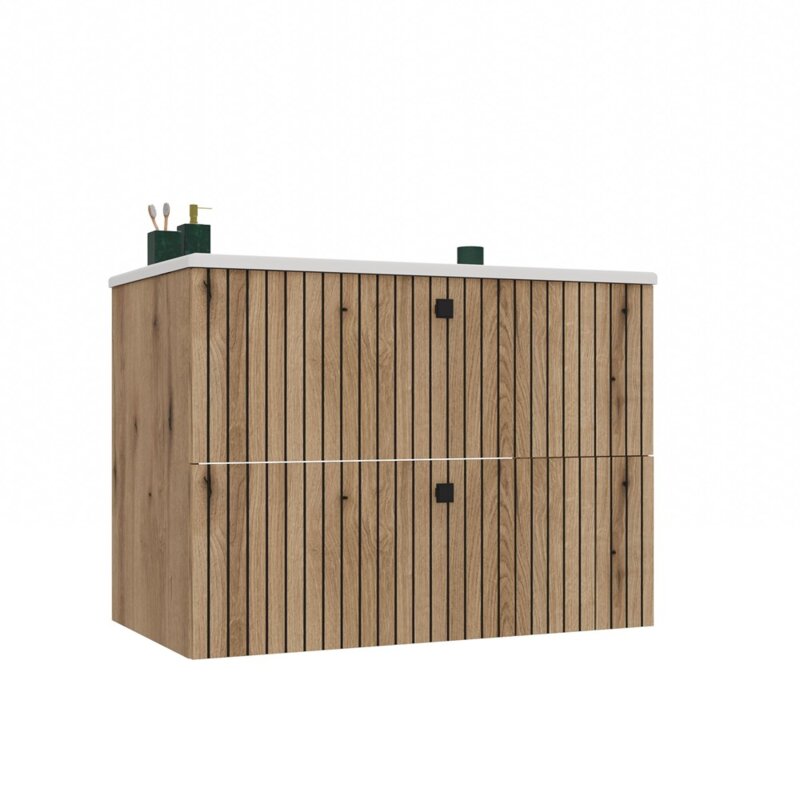 SZAFKA POD UMYWALKĘ TIGO 80 2S DĄB EVOKE RYFLOWANY FRONT + UMYWALKA
