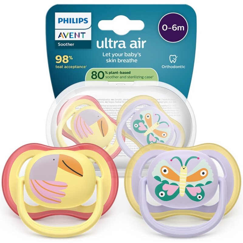Smoczek PHILIPS Avent Ultra Air 0-6 m SCF087/04 Wielokolorowy (2 sztuki)