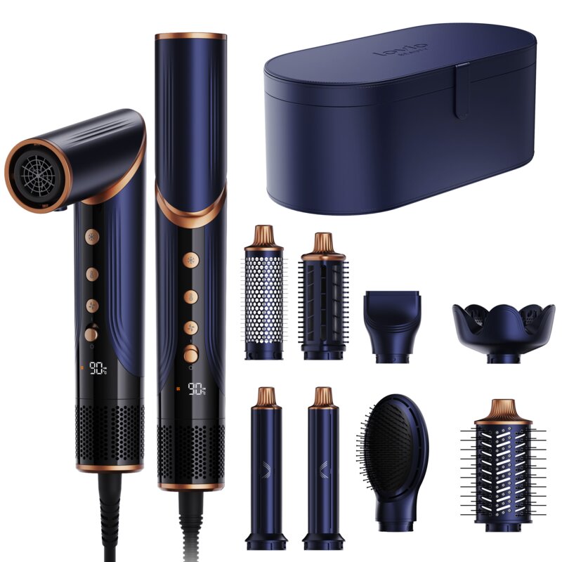Suszarko-lokówka LOVIO BEAUTY AirStyle LVHS001BL jonizacja, emiter plazmy Granatowo-miedziany 1400W