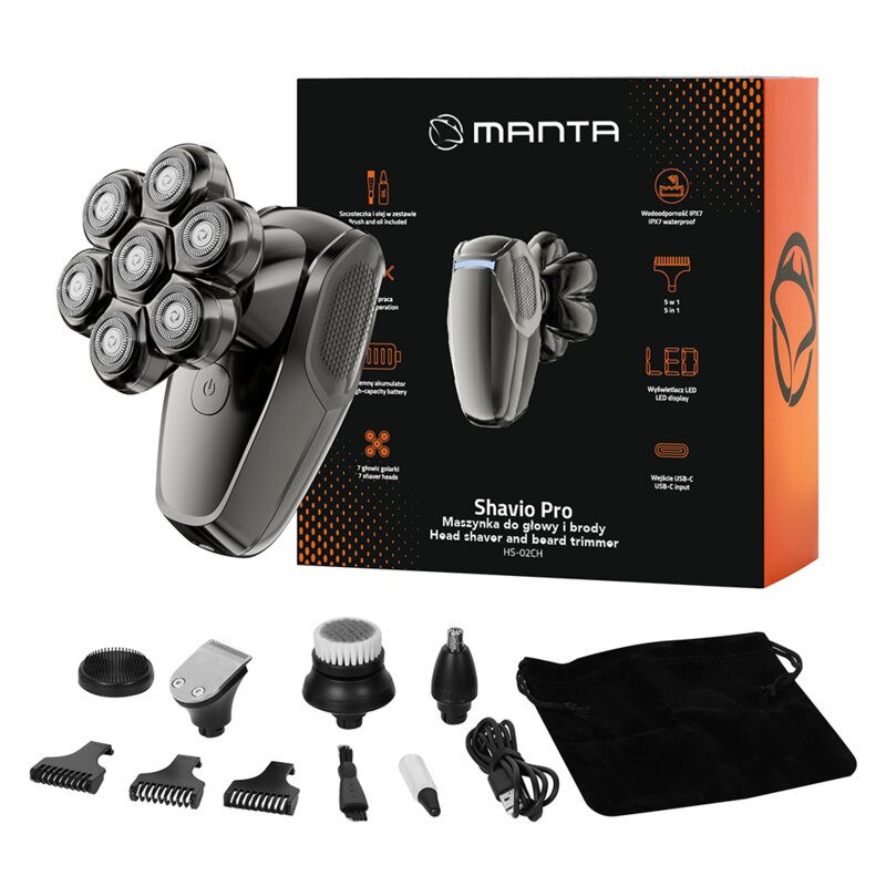 Golarka do głowy MANTA Shavio PRO HS-02CH Na mokro i sucho